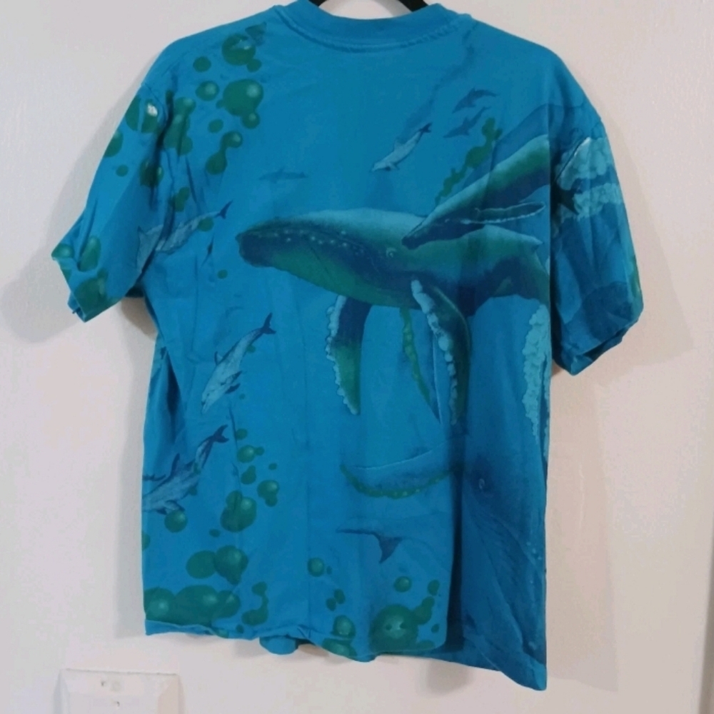 Vintage T Shirt Mens Large Blue Whales Dolphins Ocean Beefy-T USA READ